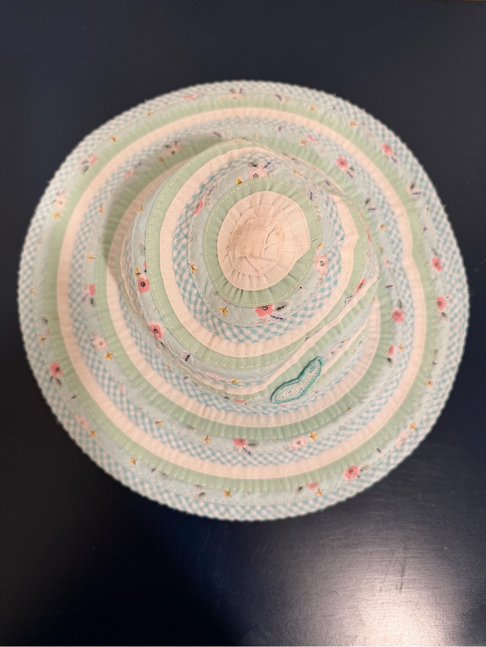 Kids' Mint & Cream Floral Sun Hat